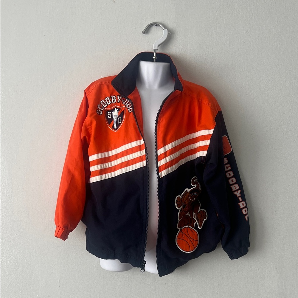 SCOOBY-DOO Kids Orange blue windbreaker jacket size 7 RARE FIND